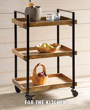 Image of Mango Wood 3-Tier Cart - FOR THE KITCHEN