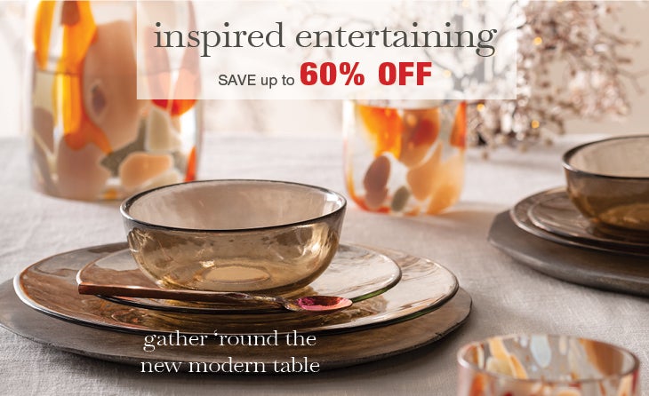 Image of Recycled Glass Dinnerware. inspired entertaining SAVE up to 60% OFF. gather 'round the new modern table