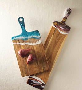 Image of Eco-Resin Accented Cheese and Charcuterie Serving Boards