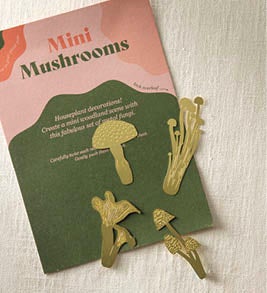 Image of Mini Brass Mushroom Plant Stakes