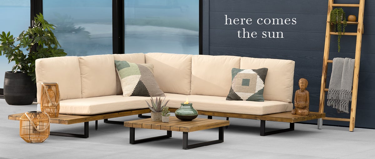 Lifestyle Image of acacia sofa set. here comes the sun