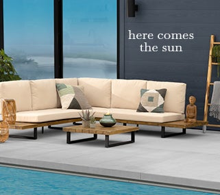 Lifestyle Mobile Image of acacia sofa set. here comes the sun