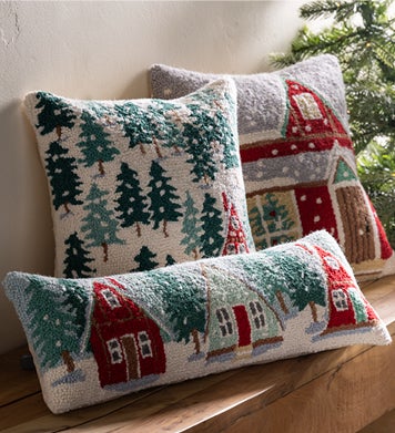 Image of handhooked holiday pillows