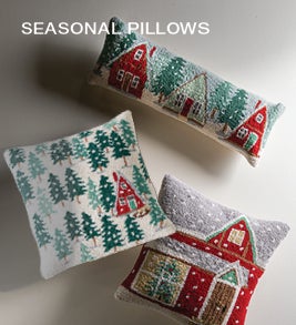 Image of Two Doves Holiday Hand-Hooked Wool Pillow. Shop seasonal pillows.