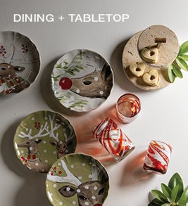 Image of Handpainted Holiday Deer dessert plates. Shop holiday dining.