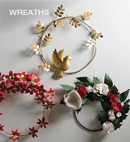 Image of Metal Dove and Olive Branch Wreath. Shop holiday wreaths.