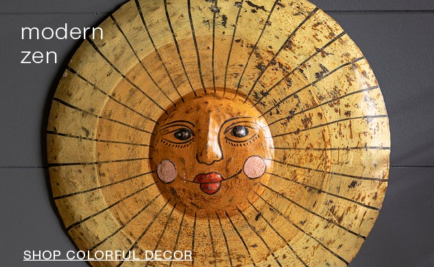 Image of Hand-Hammered Recycled Metal Sun Face Wall Art modern zen SHOP COLORFUL DECOR