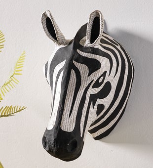 Image of Handcrafted Haitian Artisan Paper Mache Zebra Head ARTISAN MADE