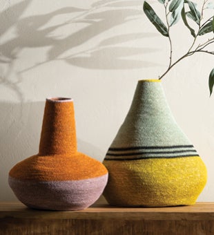 Image of Color-Blocked Seagrass Vase Collection