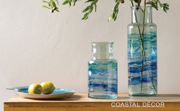 Image of seaside vases. SHOP COASTAL DECOR 