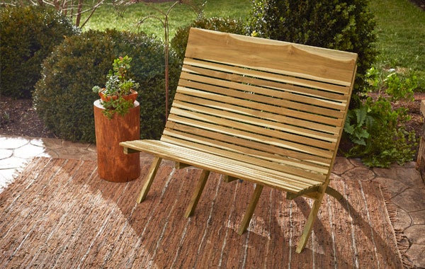 wooden slotted bench
