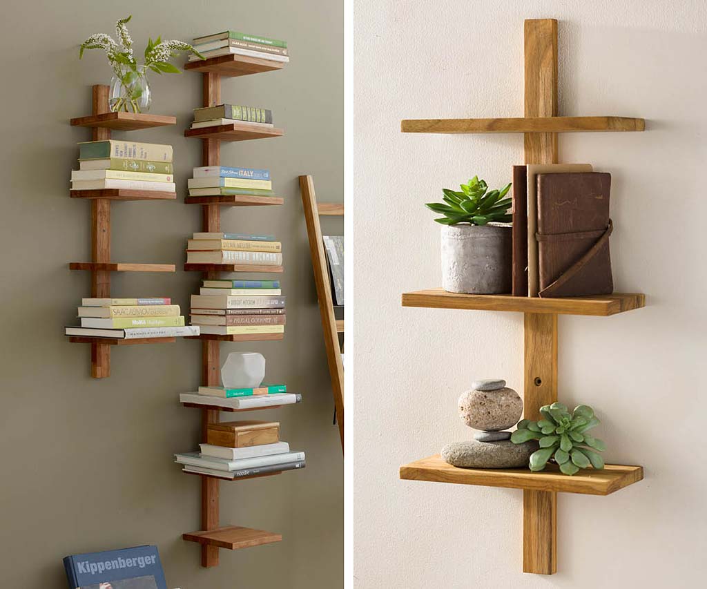 Recycled Teak Column Shelves & Ladder