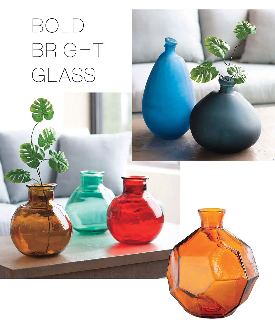 Bold bright glass - image of glass colored vases