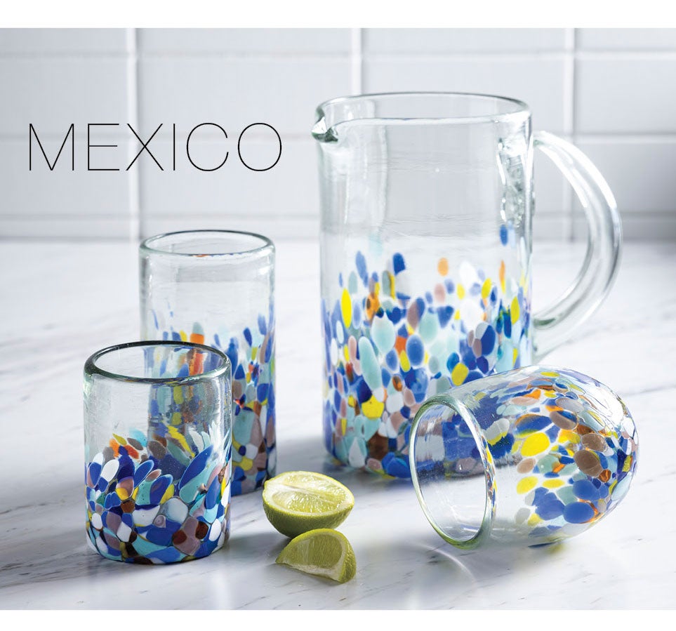 mexican made confetti glass ware