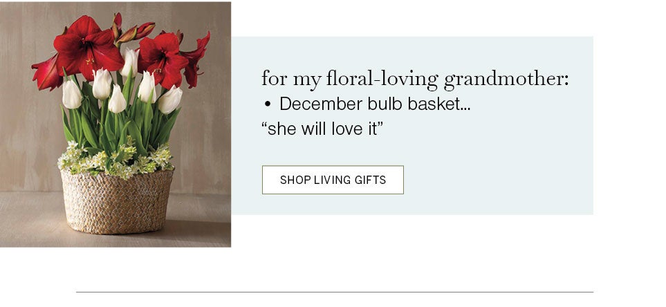 for my floral-loving grandmother: December bulb basket…“she will love it” SHOP LIVING GIFTS