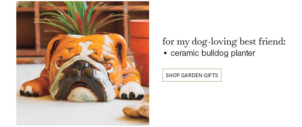 for my dog-loving best friend: ceramic bulldog planter. SHOP GARDEN GIFTS